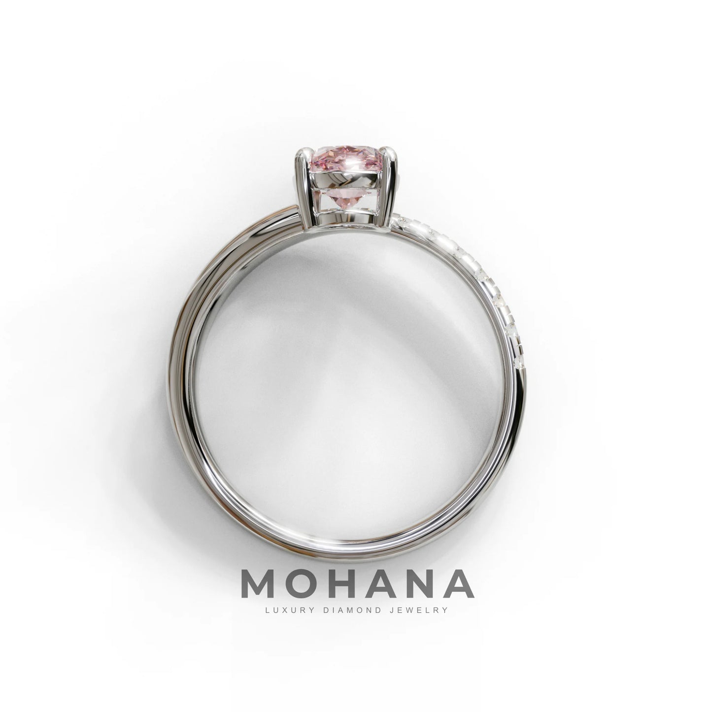 1.5 Carat S-Curve Pink Oval Diamond Pave-set Diamond Ring - Bypass