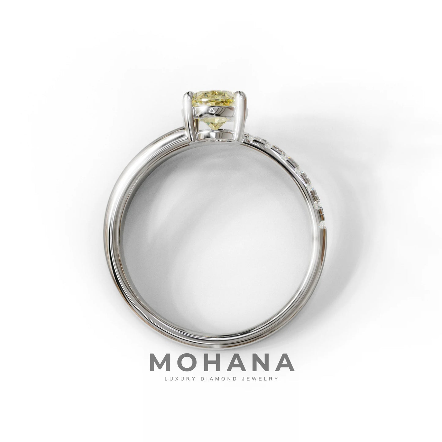 1.5 Carat S-Curve Yellow Oval Diamond Pave-set Diamond Ring - Bypass