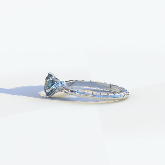 1 Carat Blue Round Cut Lab Diamond Ring - Hyper Glam