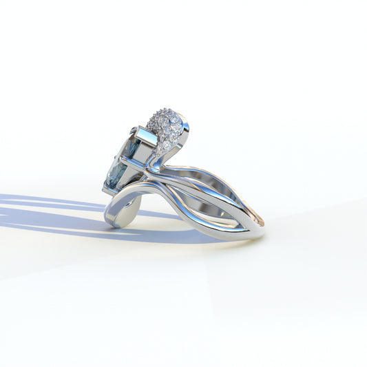 3 Carat Marquise Cut Blue Lab Diamond Curve Ring - Myka