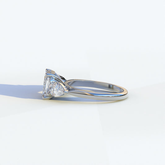 3 Ct E/VVS Asscher Cut Lab Diamond In 3 Stones Claw Prongs Setting Ring - Luminous