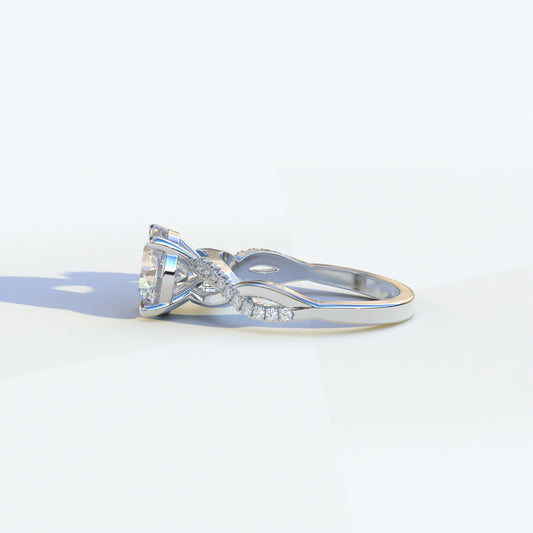 E VVS 3 Carat Round Cut Lab Diamond Ring - Infinity Cross