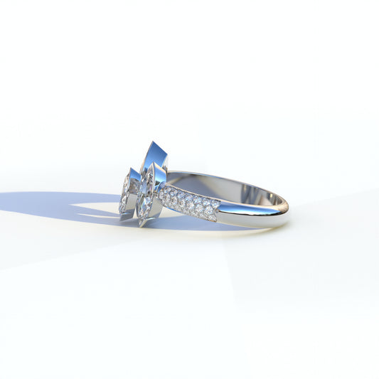 3 Stone 5 Carat E-VVS Marquise Cut Lab Diamond Ring - Dutch