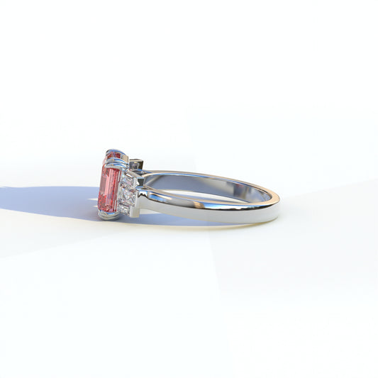 3 Ct Pink Asscher Cut Lab Diamond Double Claw Prong Setting - Celestial