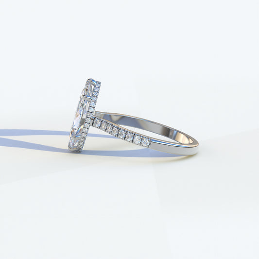 3 Carat E/VVS Marquise Cut Hidden Halo & Pave Setting Lab Diamond Ring - Eblouissant