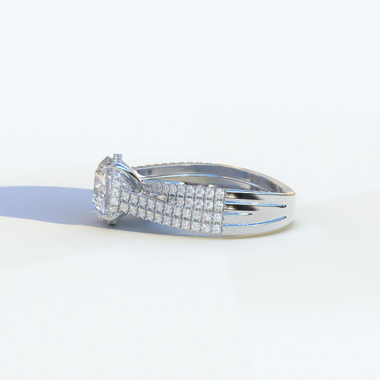 E VVS 2 Carat Round Cut Hidden Halo Lab & Pave Lab Diamond Ring - Je t’aime