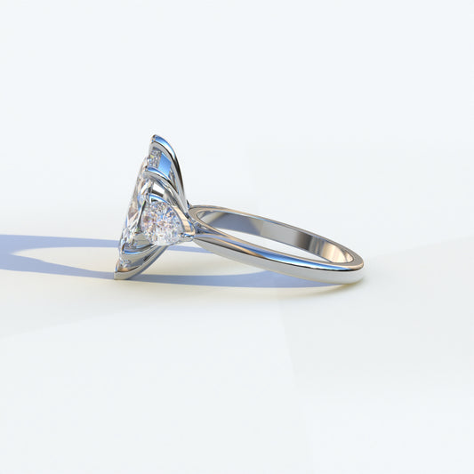 3 Ct E/VVS Marquise Cut Lab Diamond In 3 Stones Claw Prongs Setting Ring - Luminous