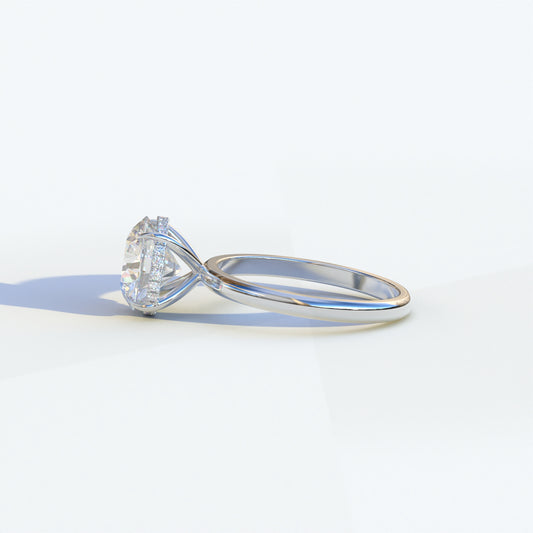 3 Carat E-VVS Round Hidden Halo Lab Diamond Ring - Luxe Cercle