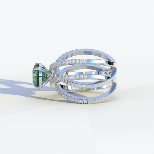 1.5 Carat Green Round Cut Criss Cross Lab Diamond Ring - Elegant