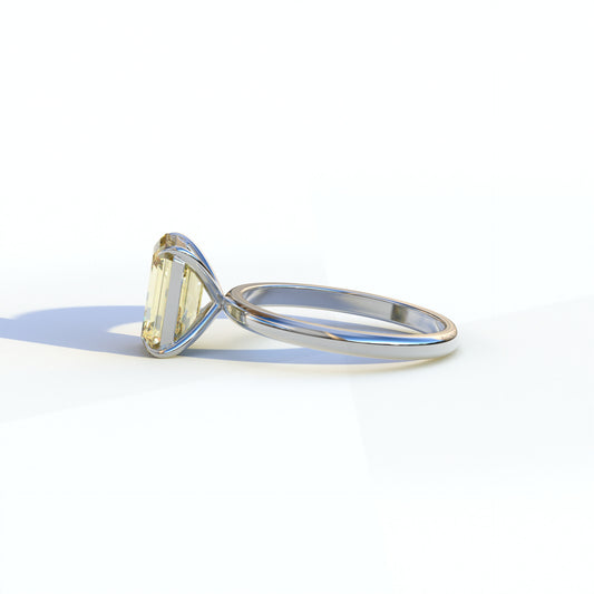 3 Ct Yellow Emerald Cut Lab Diamond In Solitaire Setting Ring - Vanessa