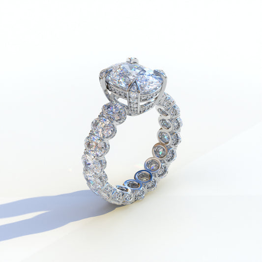 2 Carat E VVS Oval Cut Full Eternity Lab Grown Diamond Ring - Enigma