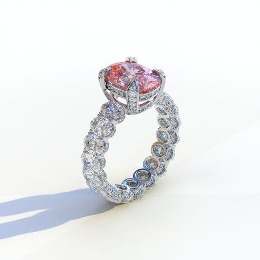 2 Carat Pink Oval Cut Full Eternity Lab Grown Diamond Ring - Enigma
