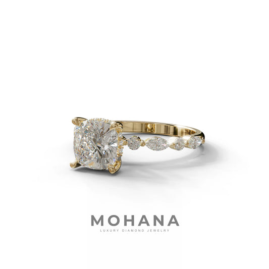 2 Carat E-VVS Cushion Cut Hidden Halo & Pave Lab Diamond Ring - Daisy