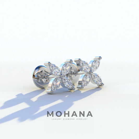 2 Carat E VVS Marquise Cut Lab Grown Diamond Stud Earrings - Maria Tash