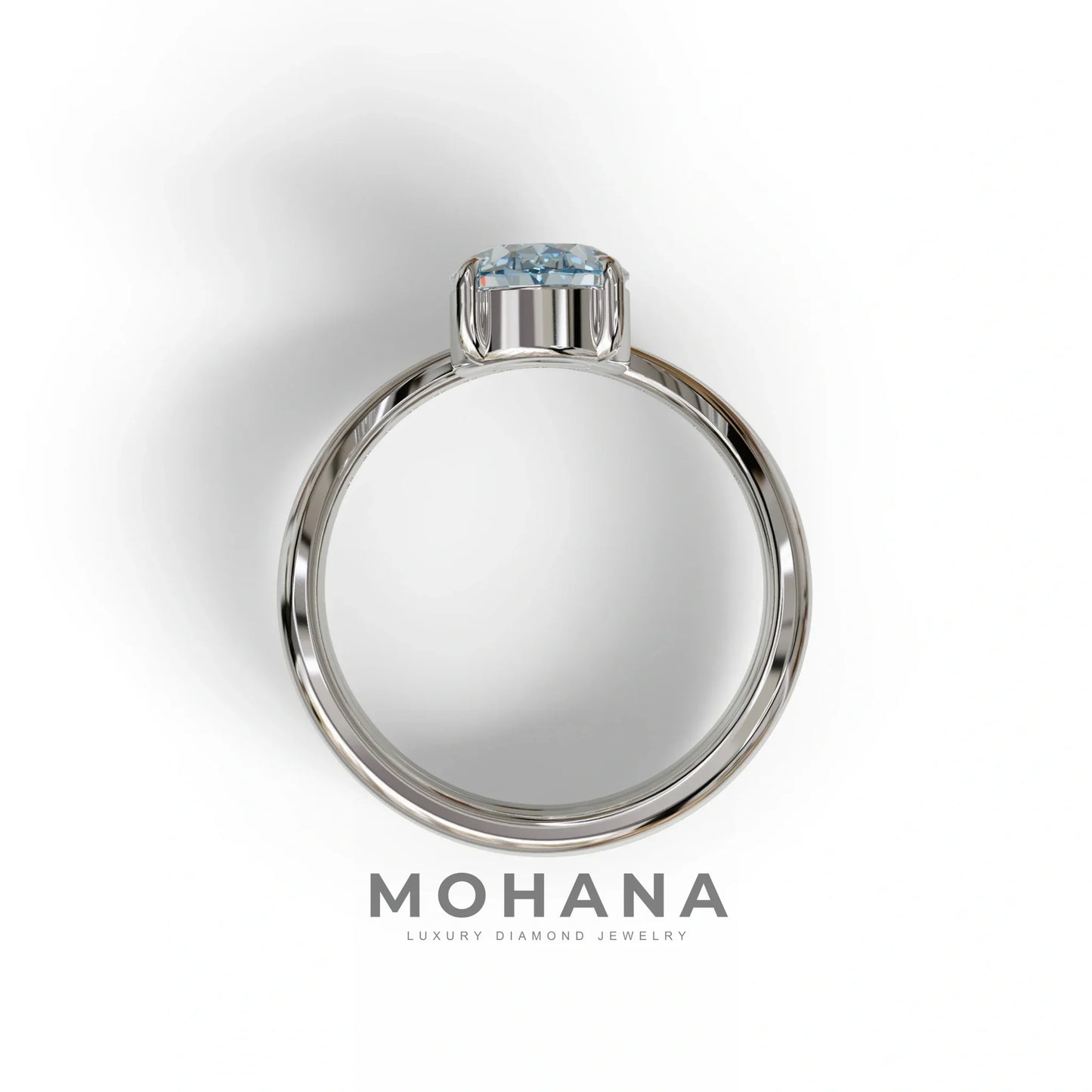 2 Carat Fancy Blue Oval Cut Lab Grown Diamond Ring | Curve Setting - Brilliance