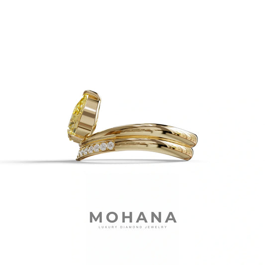2 Carat Yellow Color Lab Diamond Wedding Ring set - Gemini