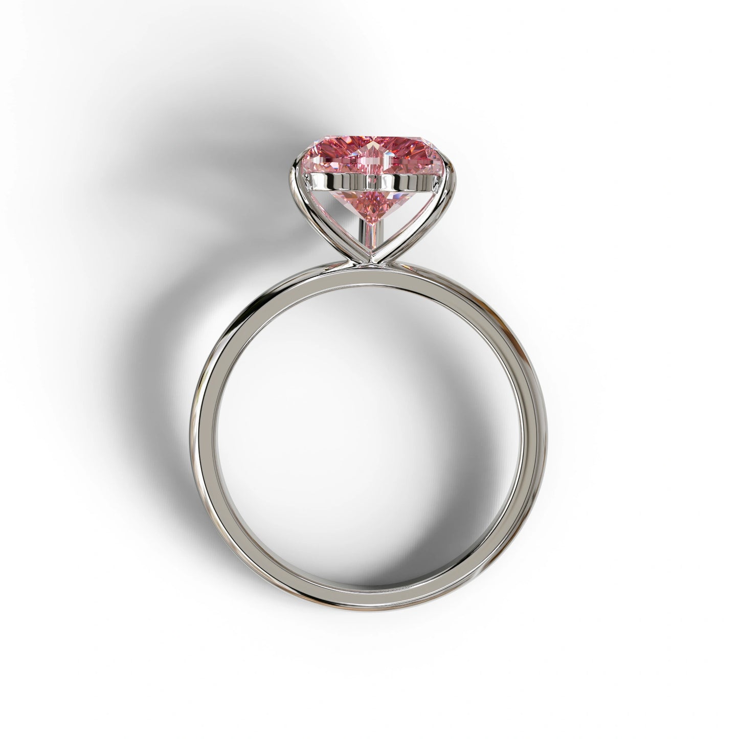 Fancy Pink Heart Cut Solitaire Lab Grown Diamond Engagement Ring - Mellow