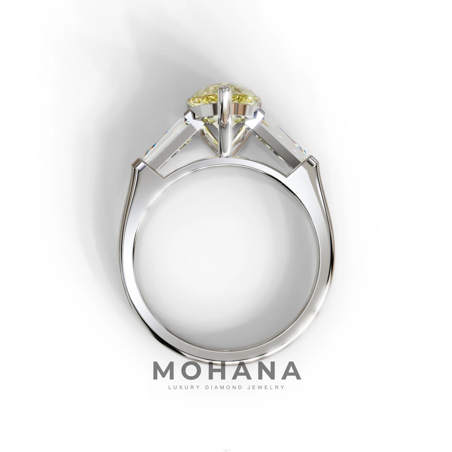 3 Carat Pear Cut Yellow Lab Diamond Engagement Ring - Bella