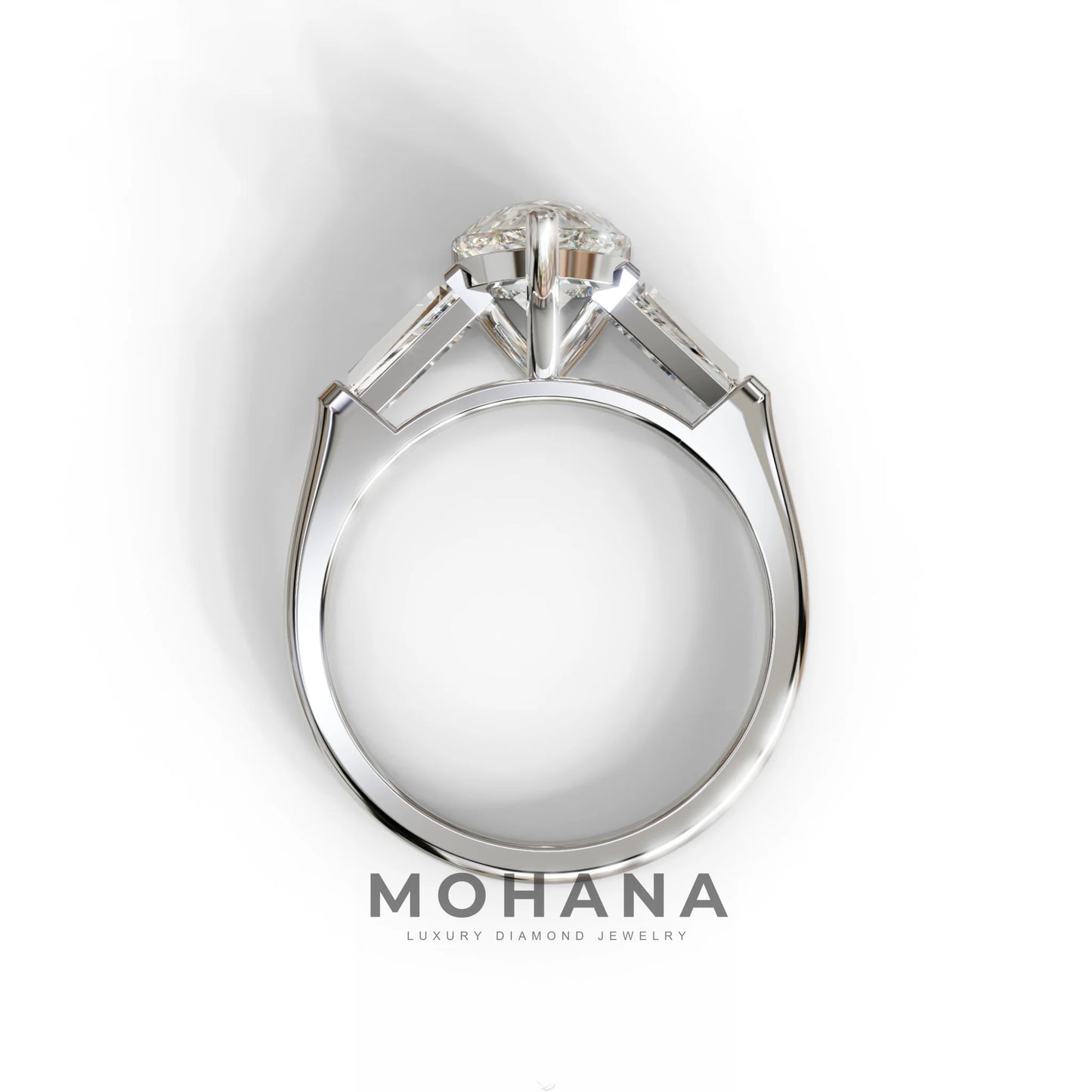 3.40ct E/VVS Pear & Tapered Baguette Three Stone Lab Diamond3.R4i0ncgt -E /BVeVlSl aPear & Tapered Baguette Three Stone