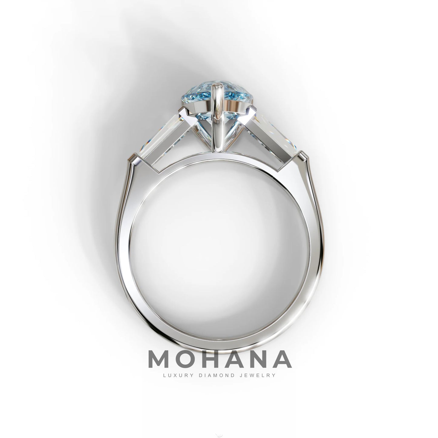 3 Carat Pear Cut Blue Lab Diamond Engagement Ring - Bella