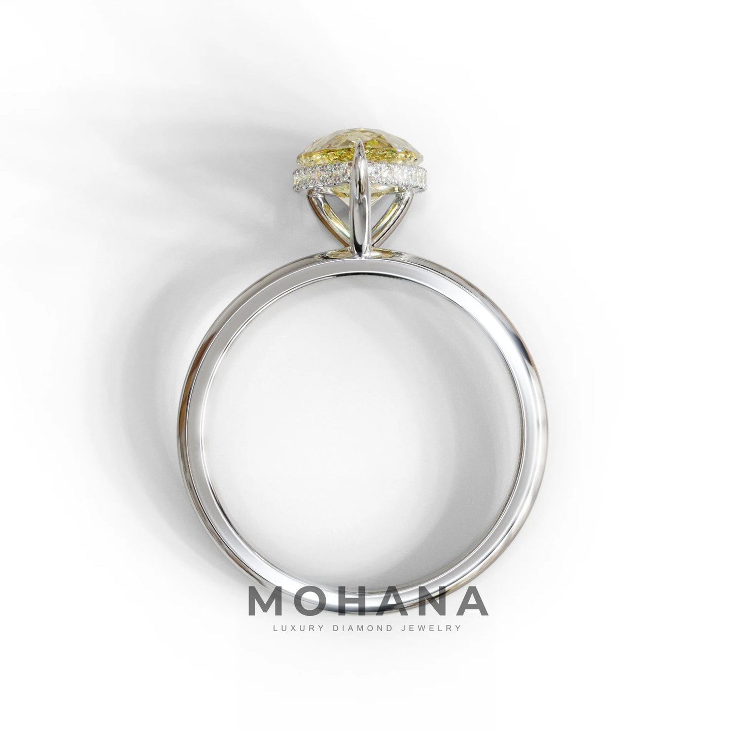 3.5 Carat Yellow Pear Cut Hidden Halo Lab Diamond Ring