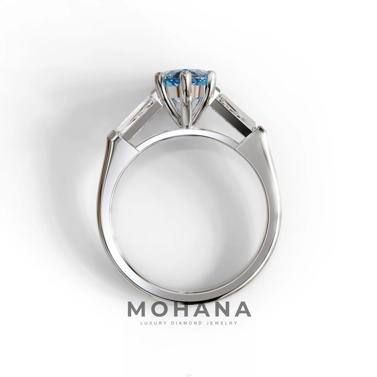 Blue Marquise & Tapered Baguette Multi Stone Engagement Ring