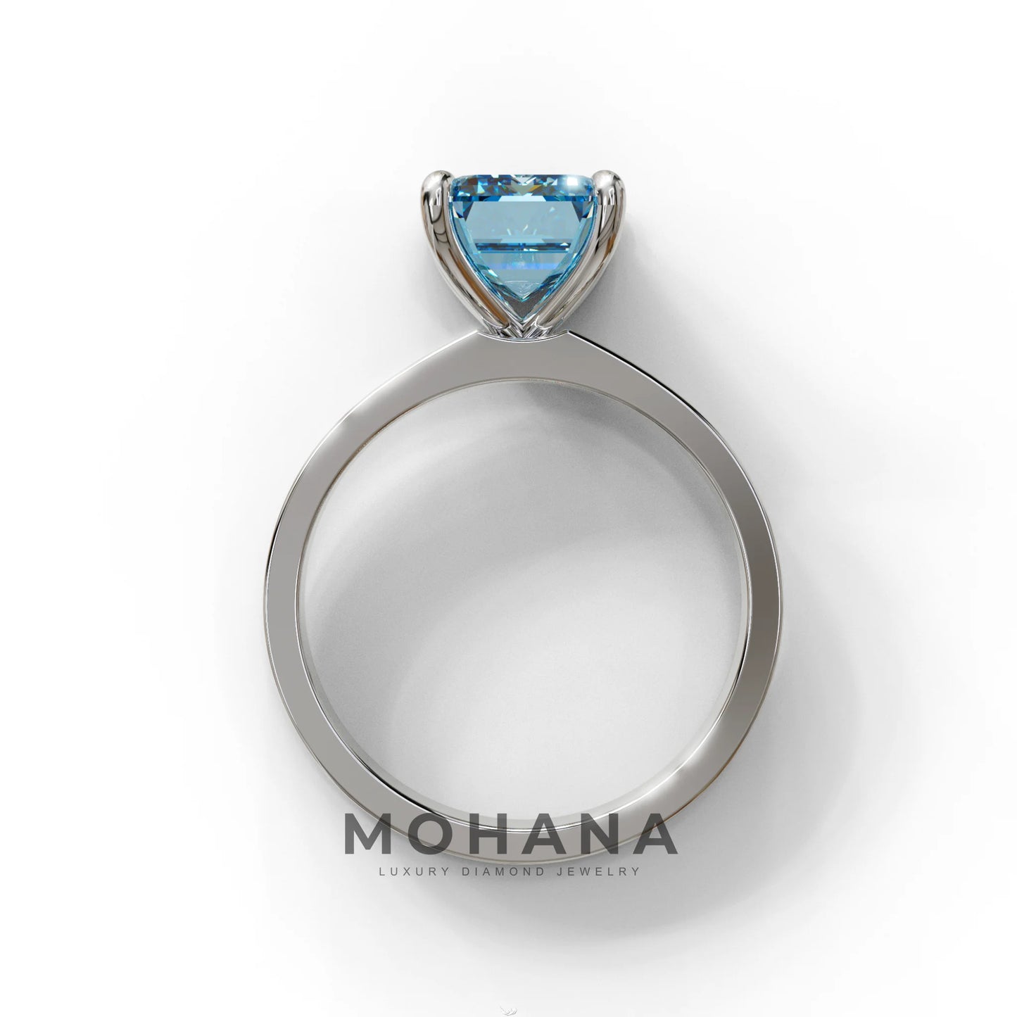 3 Carat Blue Emerald Lab Grown Diamond Solitaire Engagement Ring - Zulu