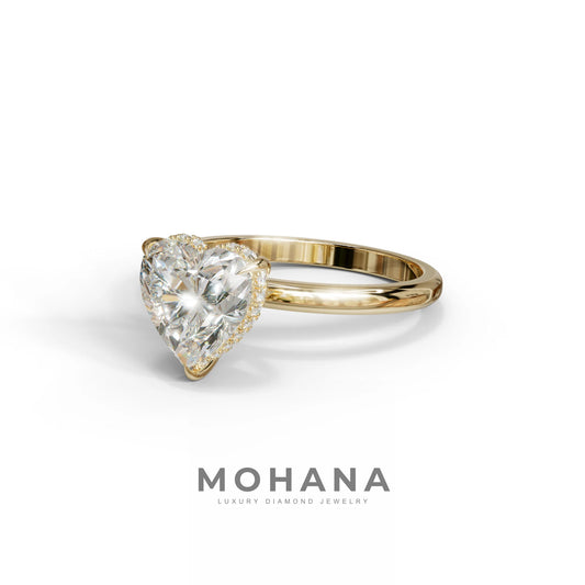 3 Carat E VVS Heart Cut Hidden Halo Set Lab Grown Diamond Engagement Ring