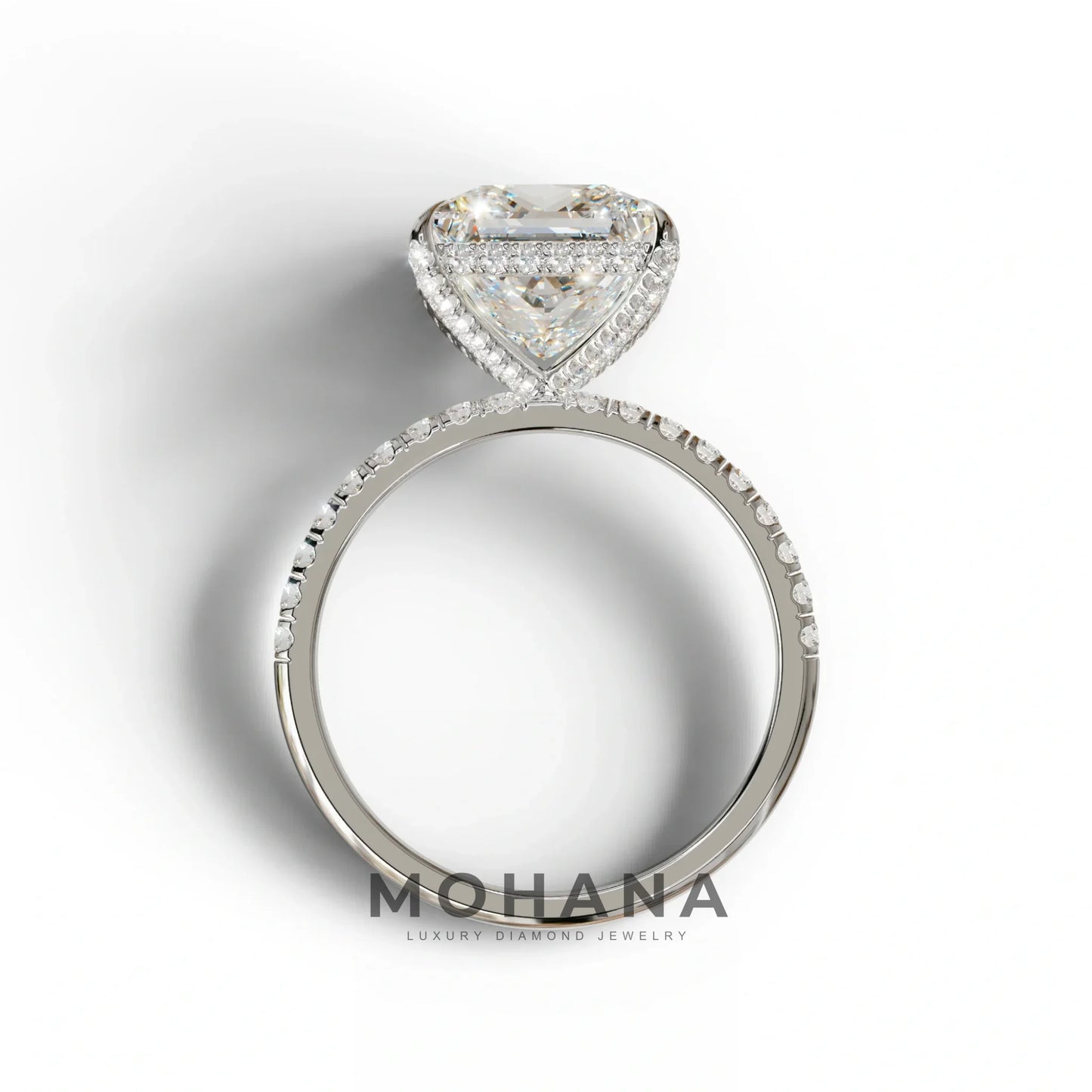 3 Carat E-VVS Princess Cut Hidden Halo & Pave Lab Diamond Ring