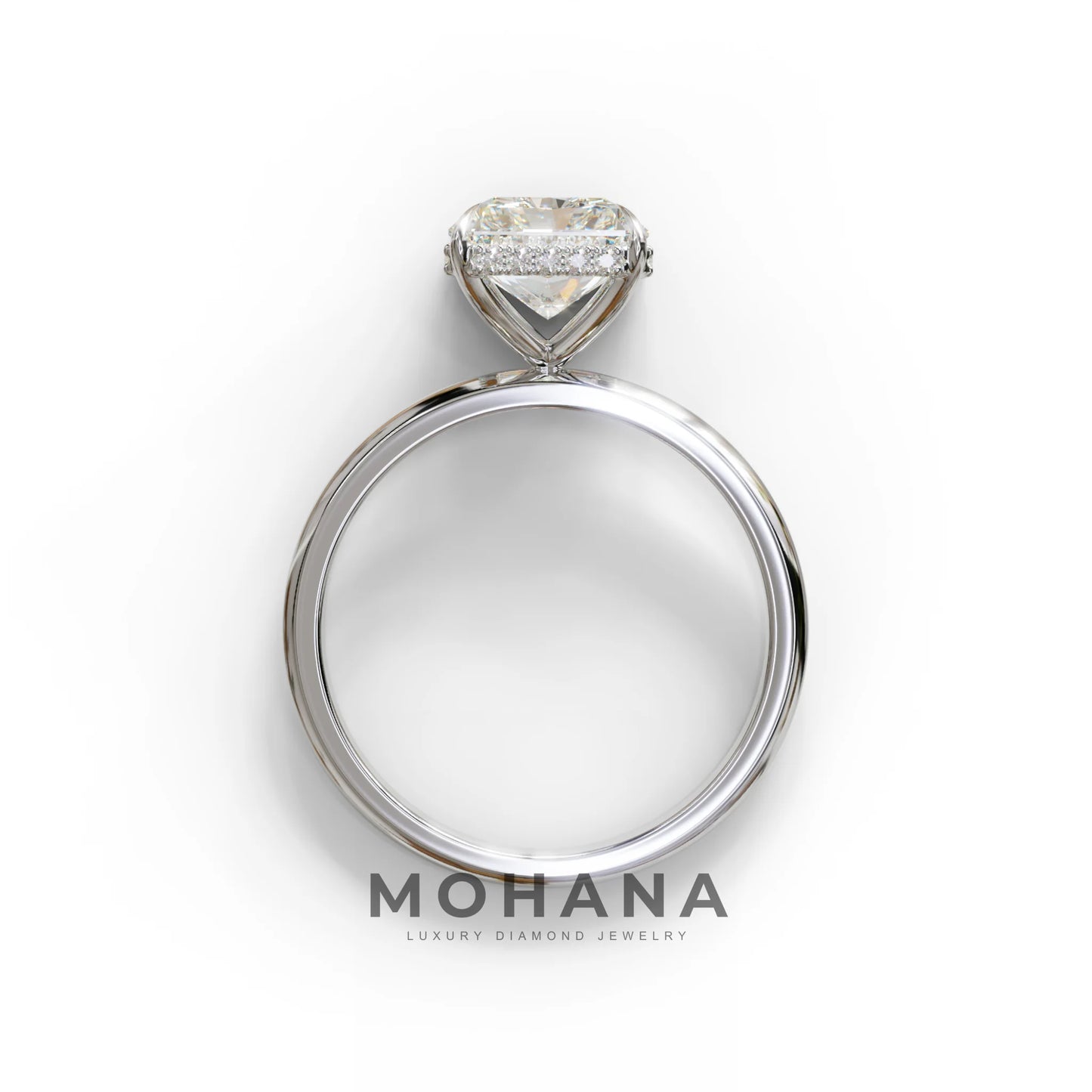 3 Carat E-VVS Radiant Cut Hidden Halo Lab Diamond Ring