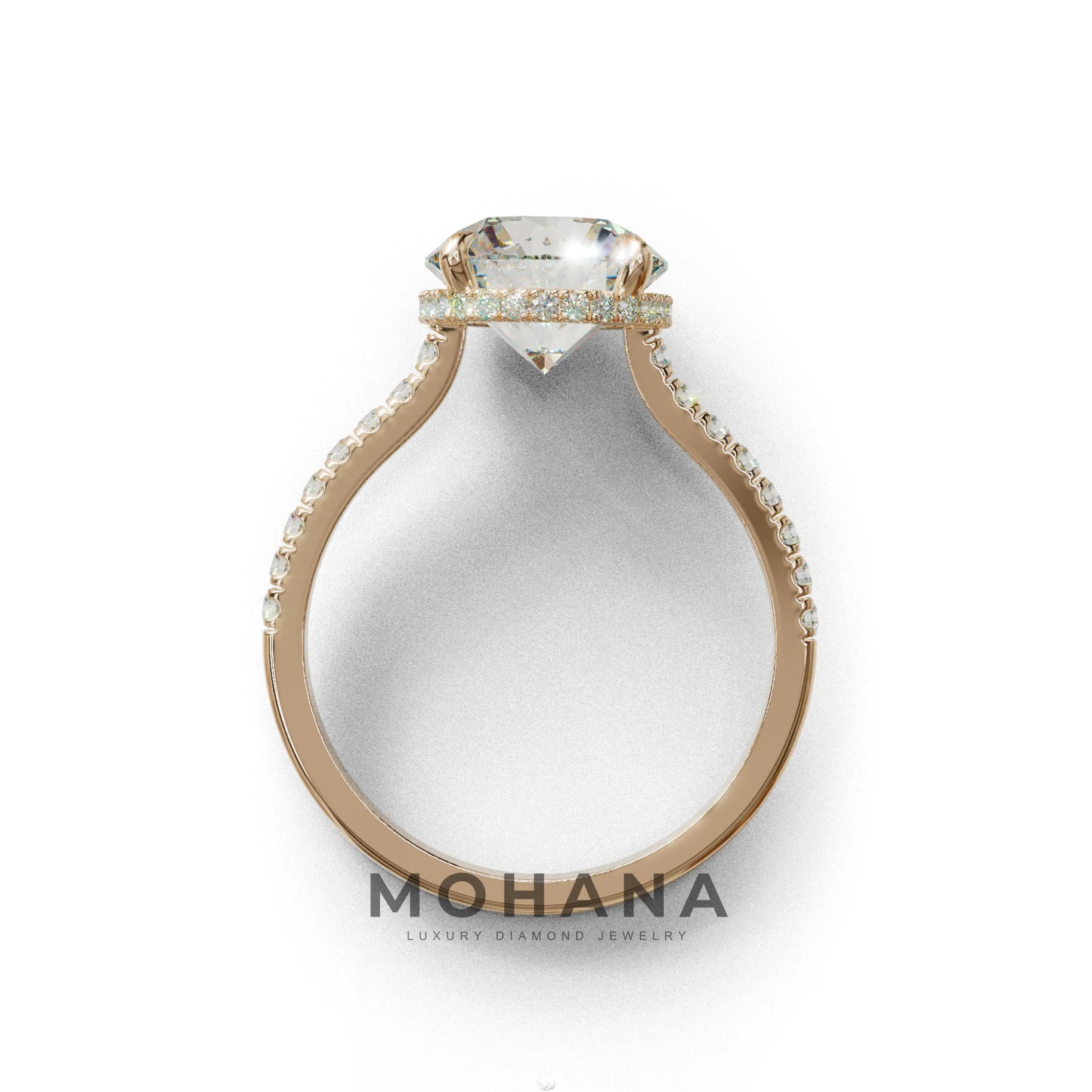 3 Carat E/VVS Round Cut Hidden Halo & Pave Setting Lab Diamond Ring - Eblouissant