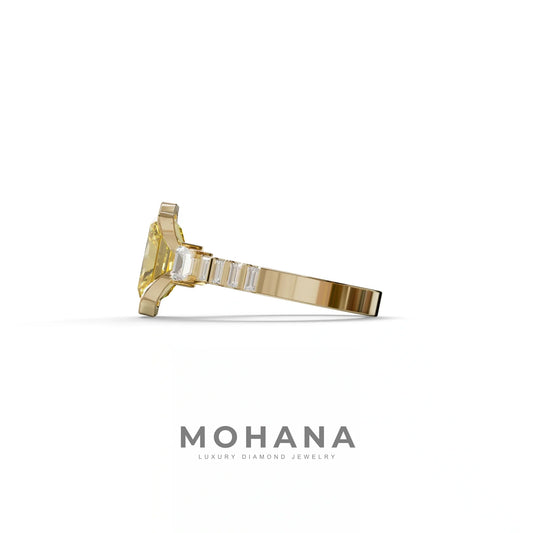 3 Carat Yellow Radiant Cut Three Stone Lab Diamond Engagement Ring - Adiamor