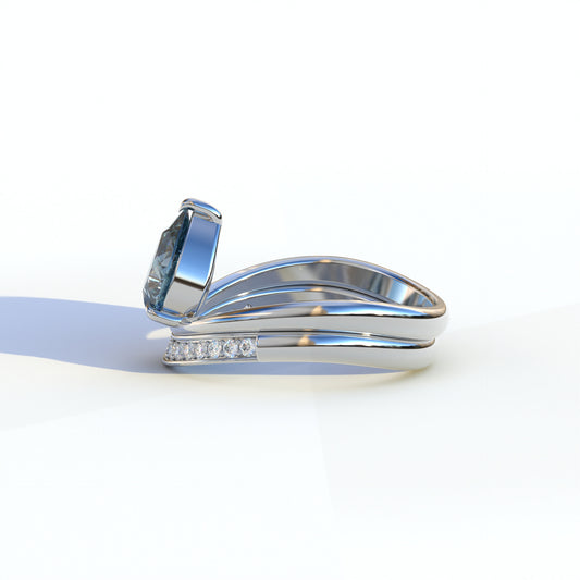 2 Carat Vivid Blue Color Lab Diamond Wedding Ring set - Gemini