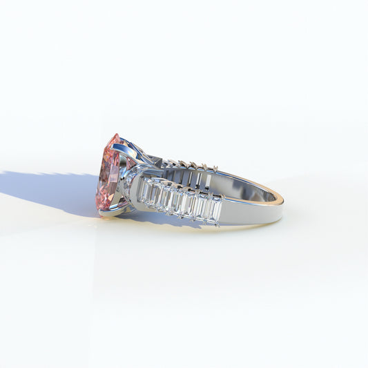 3 Carat Fancy Vivid Pink Oval Cut Lab Grown Diamond Wedding Ring Set - Bellora