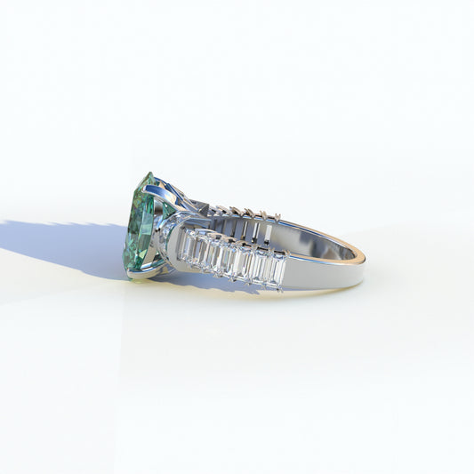 3 Carat Fancy Vivid Green Oval Cut Lab Grown Diamond Wedding Ring Set - Bellora