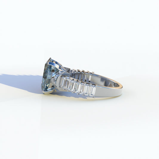 3 Carat Fancy Vivid Blue Oval Cut Lab Grown Diamond Wedding Ring Set - Bellora