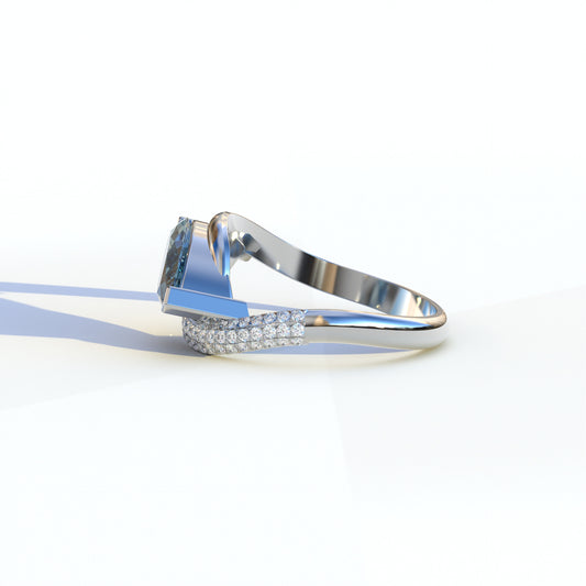 2 Carat Fancy Vivid Blue Marquise Cut Lab Grown Diamond Engagement Ring - Maya