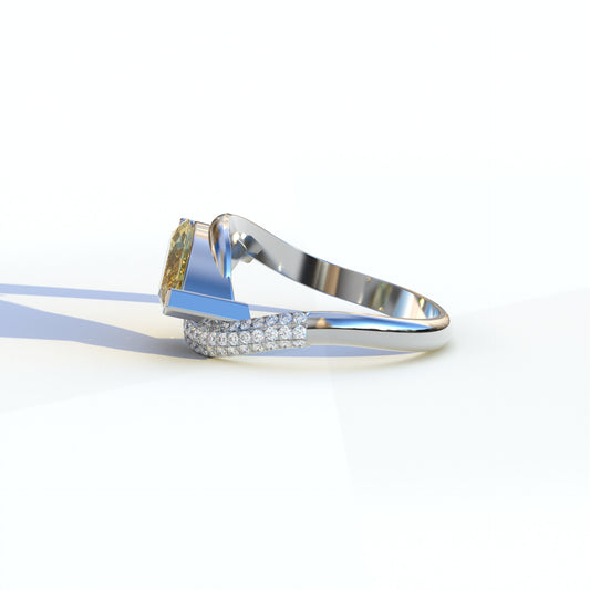 2 Carat Fancy Yellow Marquise Cut Lab Grown Diamond Engagement Ring - Maya