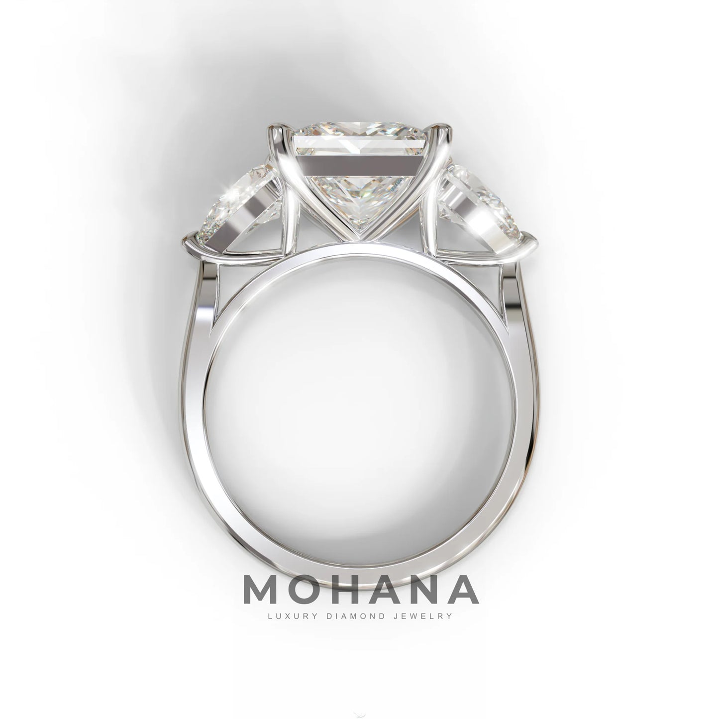 3 Carat E/VVS Princess Cut Lab Diamond In 3 Stones Claw Prongs Setting Ring