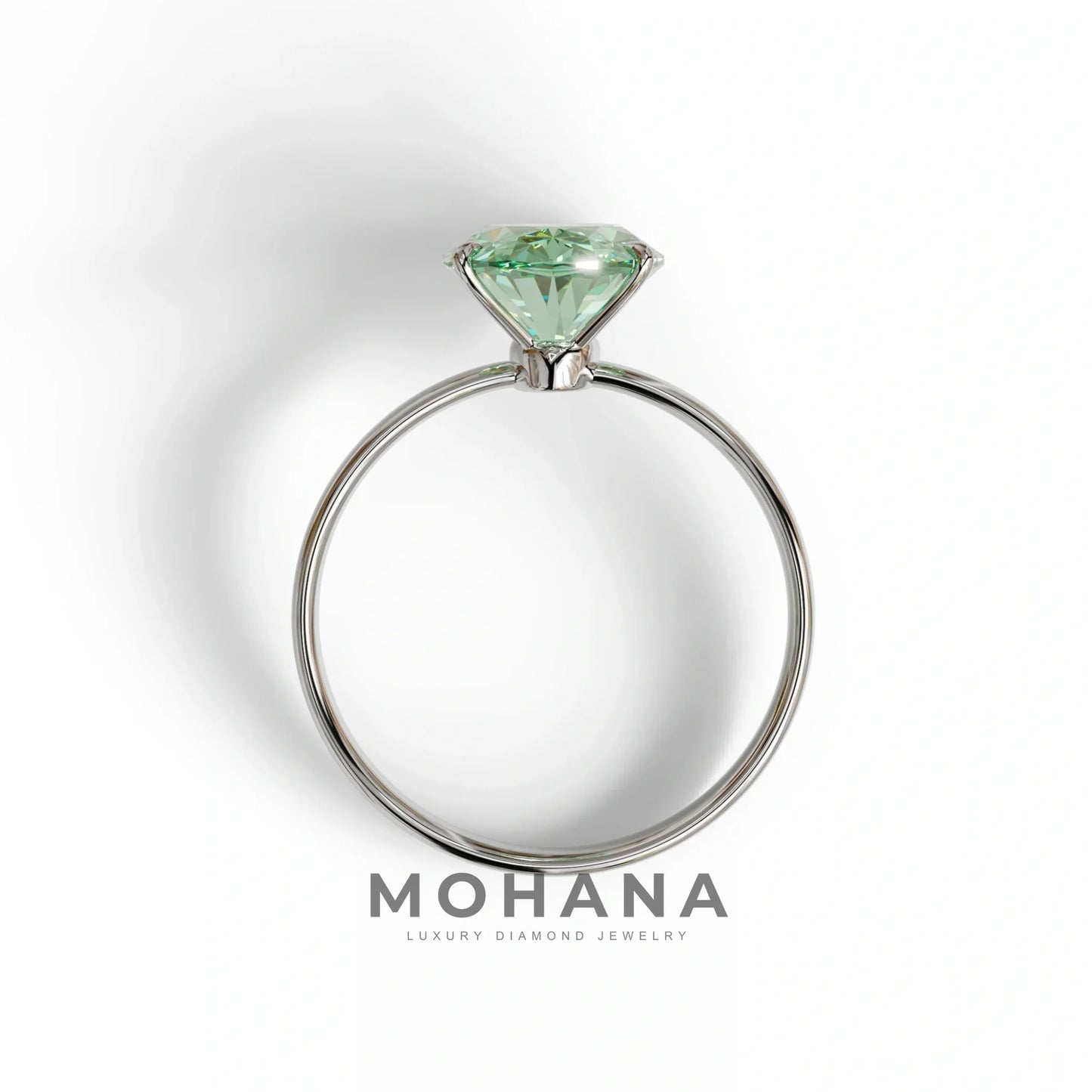 4 Carat Oval Green Lab Grown Diamond Solitaire Engagement Ring - Cadris