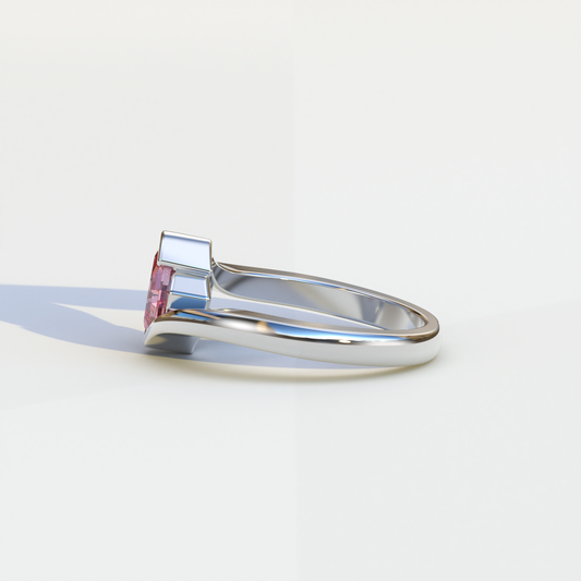 1.5 Carat Pink Asscher Cut Half Bezel Lab Grown Diamond Ring - Aquarius