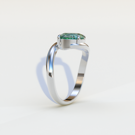 2 Carat Fancy Vivid Green Oval Cut Lab Diamond Ring - Estella