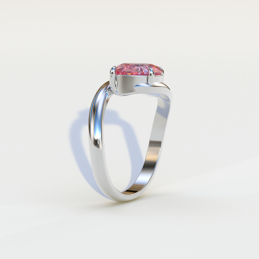 2 Carat Fancy Vivid Pink Oval Cut Lab Diamond Ring - Estella