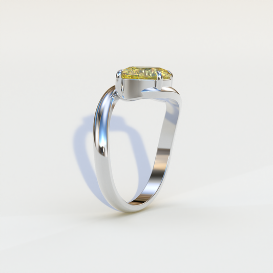 2 Carat Fancy Vivid Yellow Oval Cut Lab Diamond Ring - Estella