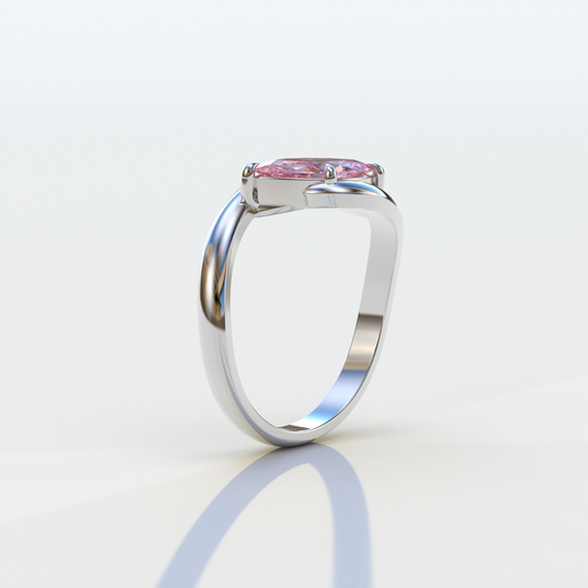 1 Carat Pink Color Marquise Cut Lab Diamond Engagement Ring - Virgo