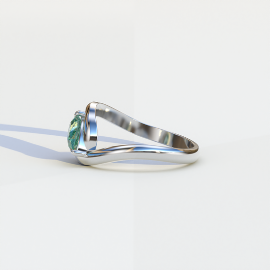 1 Carat Green Pear Cut Solitaire Lab Grown Diamond Ring - Maniya