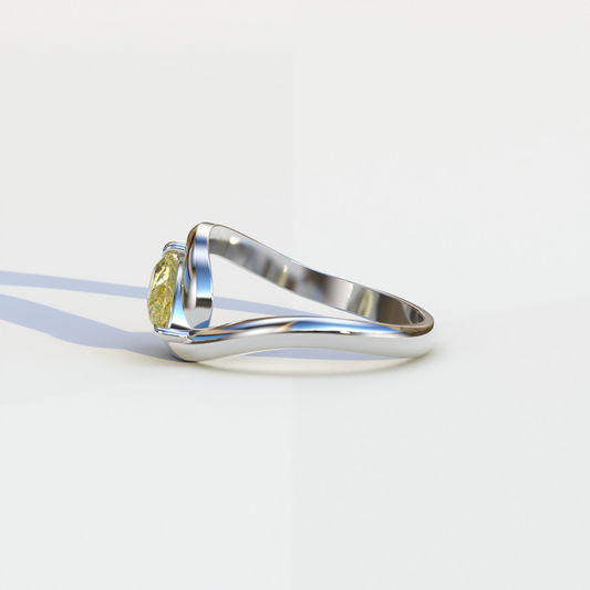 2 Carat Yellow Pear Cut Solitaire Lab Grown Diamond Ring - Maniya