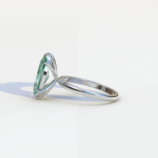 3 Carat Green Marquise Cut Solitaire Diamond Ring - Celestina