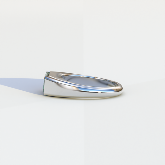 1 Carat Green Emerald Cut East West Lab Diamond Ring - Ashleen