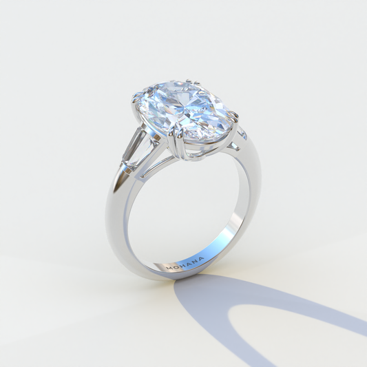 3 Carat E VVS Oval & Baguette Lab Diamond Ring - Persi